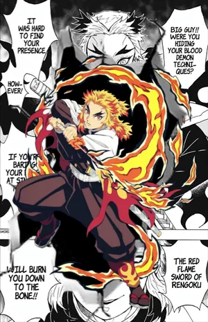 Demon Slayer Rengoku Flame Sword Panel Wallpaper