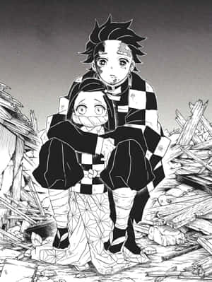 Demon Slayer Siblings Embrace Wallpaper