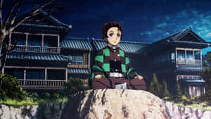 Demon Slayer Tanjiro Kamado Night Scene Wallpaper