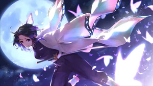 Demon Slayer Tanjiro Moonlight Wallpaper