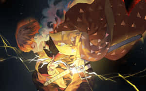 Demon Slayer Zenitsu Agatsuma Thunder Breathing Wallpaper