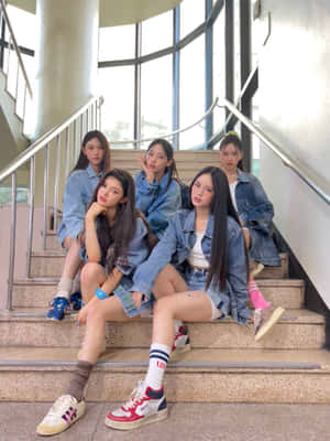 Denim Clad Group Staircase Pose Wallpaper