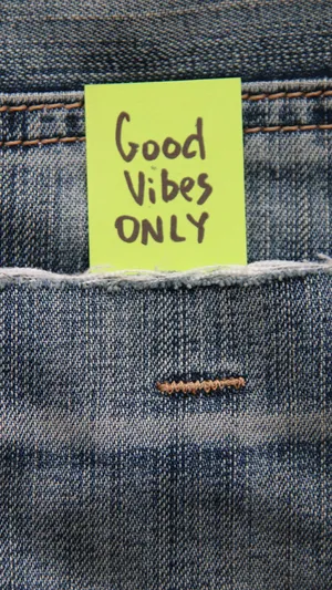 Denim Fabric Good Vibes Iphone Wallpaper