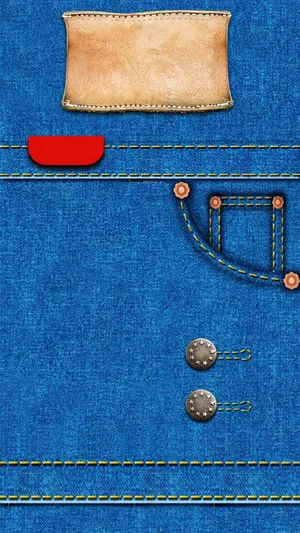 Denim Fabric With Leather Label Wallpaper