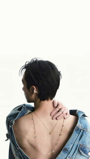 Denim Jacket Man Rear View Wallpaper