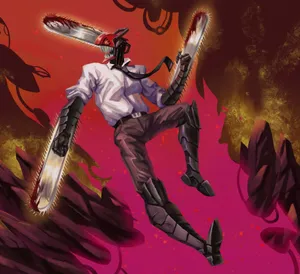 Denji In His Chainsaw Man Form Launching An Attack. Wallpaper