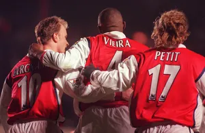 Dennis Bergkamp With Patrick Vieira And Emmanuel Petit Wallpaper