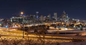 Denver Business Area At Night Wallpaper