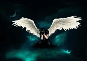 Depressed Boy Angel With White Wings Crying Wallpaper
