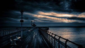 Depressing Beach Boardwalk Wallpaper