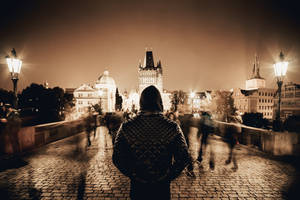 Depressing Sepia Man Standing Wallpaper