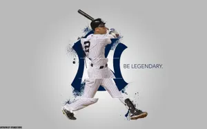 Derek Jeter Stands In His Iconic Stance In Yankee Stadium Wallpaper