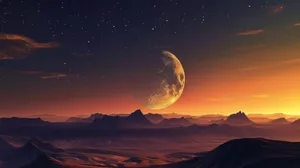 Desert_ Moonrise_ Artwork Wallpaper