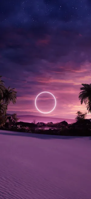 Desert_ Night_ Skyline_with_ Halo Wallpaper