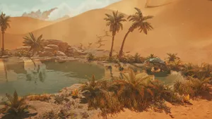 Desert Oasis Exploration Wallpaper