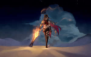 Desert Warrior Under Starry Sky Wallpaper