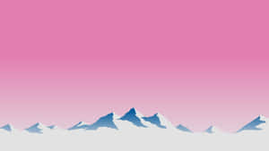 Desktop Pink Aesthetic Digital Art Mountain Peaks Wallpaper