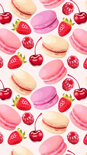 Dessert Iphone Macarons And Berries Wallpaper
