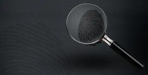Detective Analyzing Fingerprints With Magnifying Glass Wallpaper