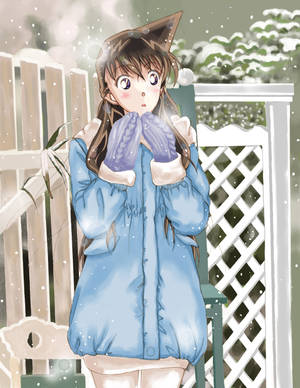 Detective Conan Ran Mouri In Winter Wallpaper