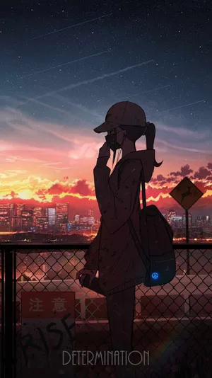 Determined Travelerat Sunset Wallpaper