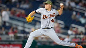 Detroit Baseball Pitcher Action Shot Wallpaper