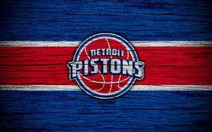 Detroit Pistons Red Blue Wood Texture Wallpaper