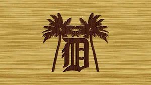Detroit Tigers Wooden Brown Logo Wallpaper