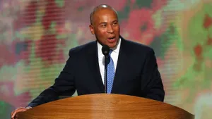 Deval Patrick Speaking Behind A Podium Wallpaper