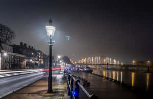 Deventer Riverfront Night Scene Wallpaper