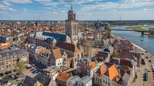 Deventer Skyline Aerial View Wallpaper