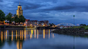 Deventer Skylineat Twilight Wallpaper