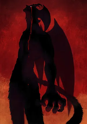 Devilman Silhouette Red Background Wallpaper