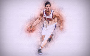 Devin Booker Colored Pencil Sketch Wallpaper