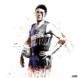 Devin Booker Partially Colored Illustration Wallpaper