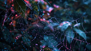 Dew Kissed Spider Web Nature Background Wallpaper