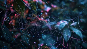 Dew Kissed Spider Web Nature Background Wallpaper