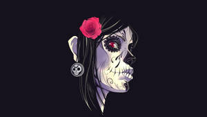 Dia De Los Muertos White Face Woman Rose Wallpaper