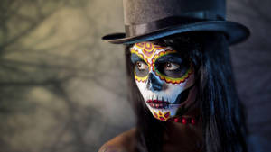 Dia De Los Muertos Woman Top Hat Wallpaper