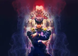 Diamond Is Unbreakable Captivating Wallpaper Featuring Josuke Higashikata And His Stand, Crazy Diamond. Wallpaper