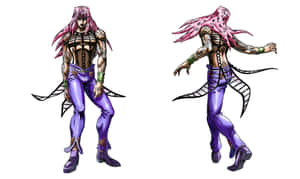 Diavolo, The Mysterious Antagonist From Jojo's Bizarre Adventure, In A Vibrant And Dangerous Pose. Wallpaper