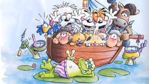 Diddl And Friends Boat Adventure Wallpaper