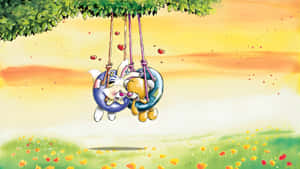 Diddl And Friends On Swing Wallpaper