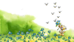 Diddl Mouse In Flower Field Wallpaper
