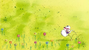 Diddl Mouse In Flower Field Wallpaper