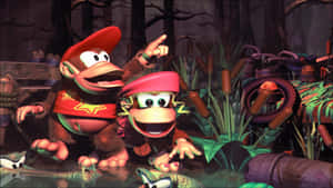 Diddy Kong Striking A Pose In A Thrilling Action Scene Wallpaper