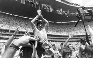 Diego Maradona Football Champion Black And White Photography Wallpaper