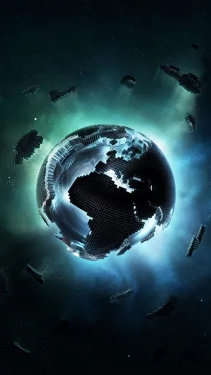Digital Art Fragmented Planet Space Wallpaper