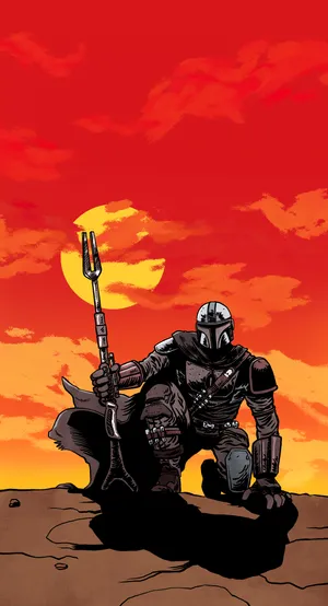 Digital Art Of The Mandalorian Iphone Wallpaper