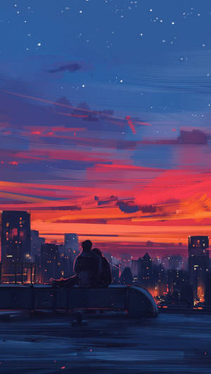 Digital Cityscape Love Art Wallpaper